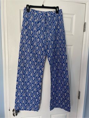 Zara Blue Printed Wide-Leg crop pants M